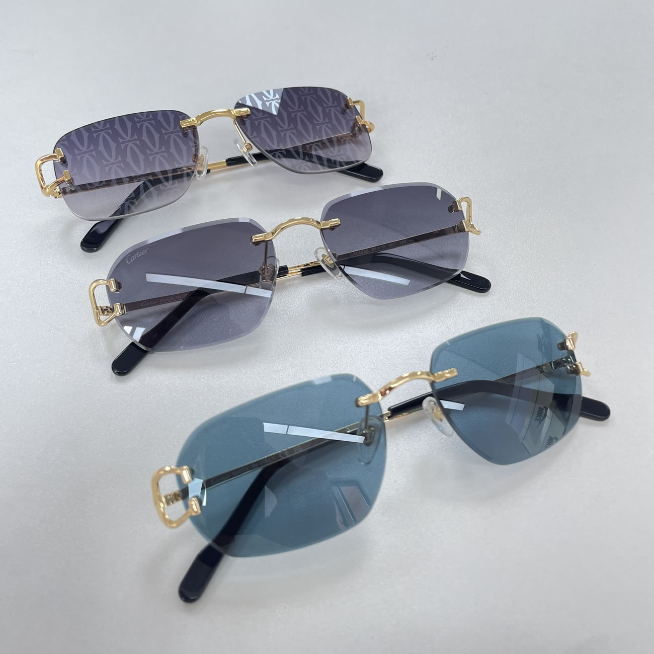 Cartier Eyewear Rimless Rectangle Frame Sunglasses (9) - newkick.app